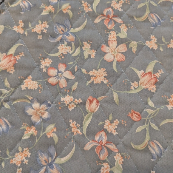 VTG 90s Cottagecore Set Of 6 Blue Floral Quilted W Ruffled Edge Oval Placements - Picture 6 of 6